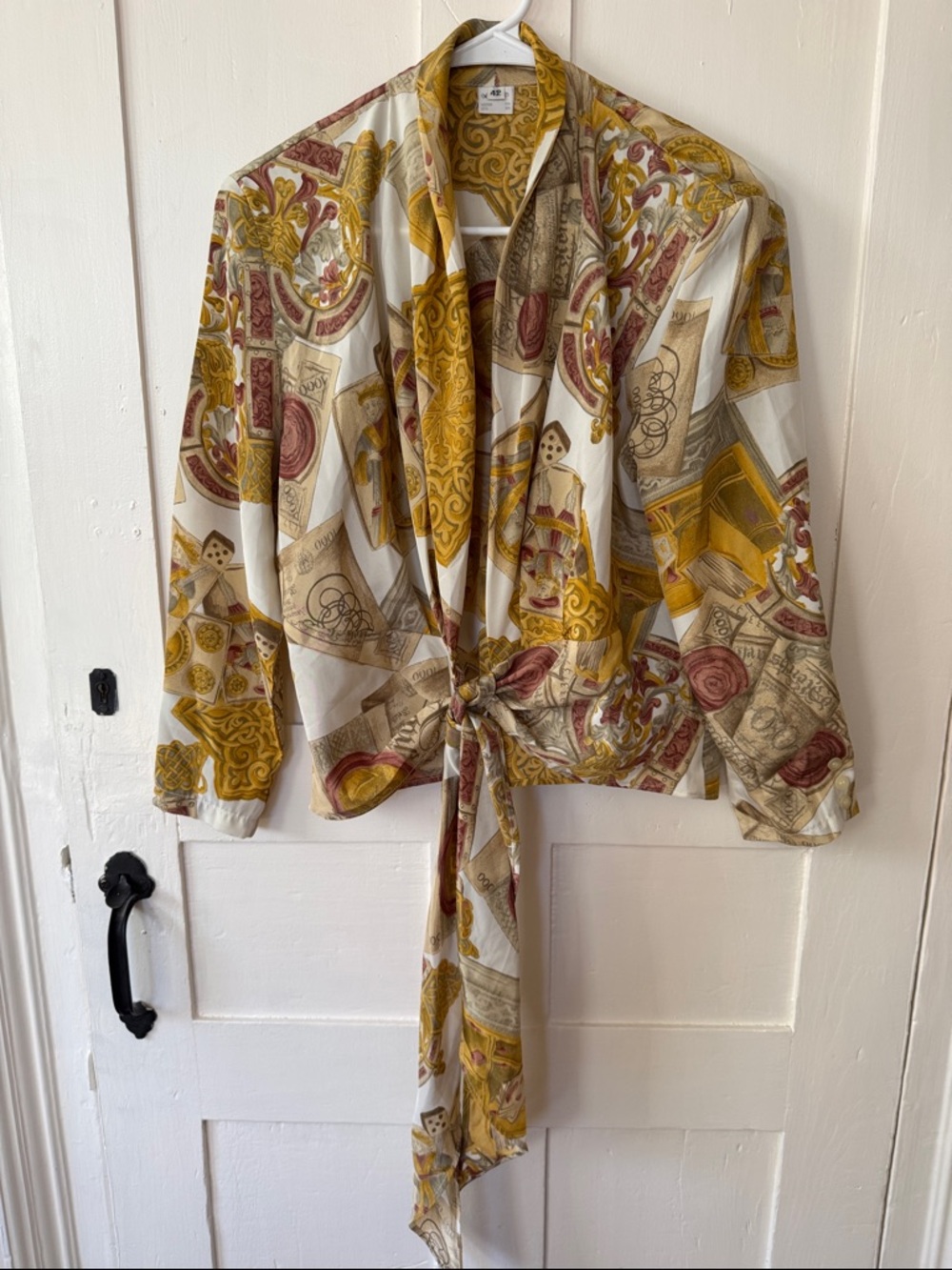 Vintage Italian Tie-Front Satin Blouse